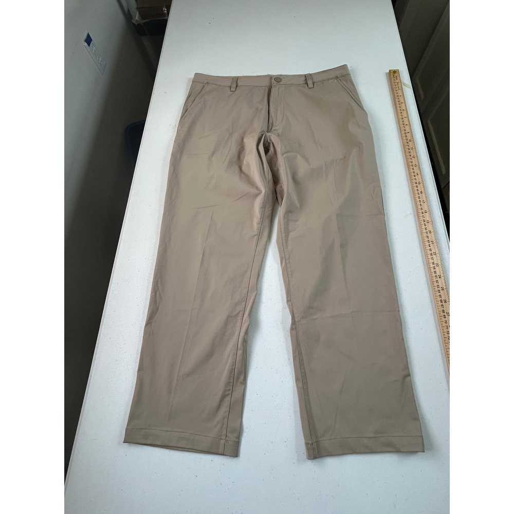 RHONE Travel Dress Pants Khaki Beige‎ Flat Front Mens Size 36